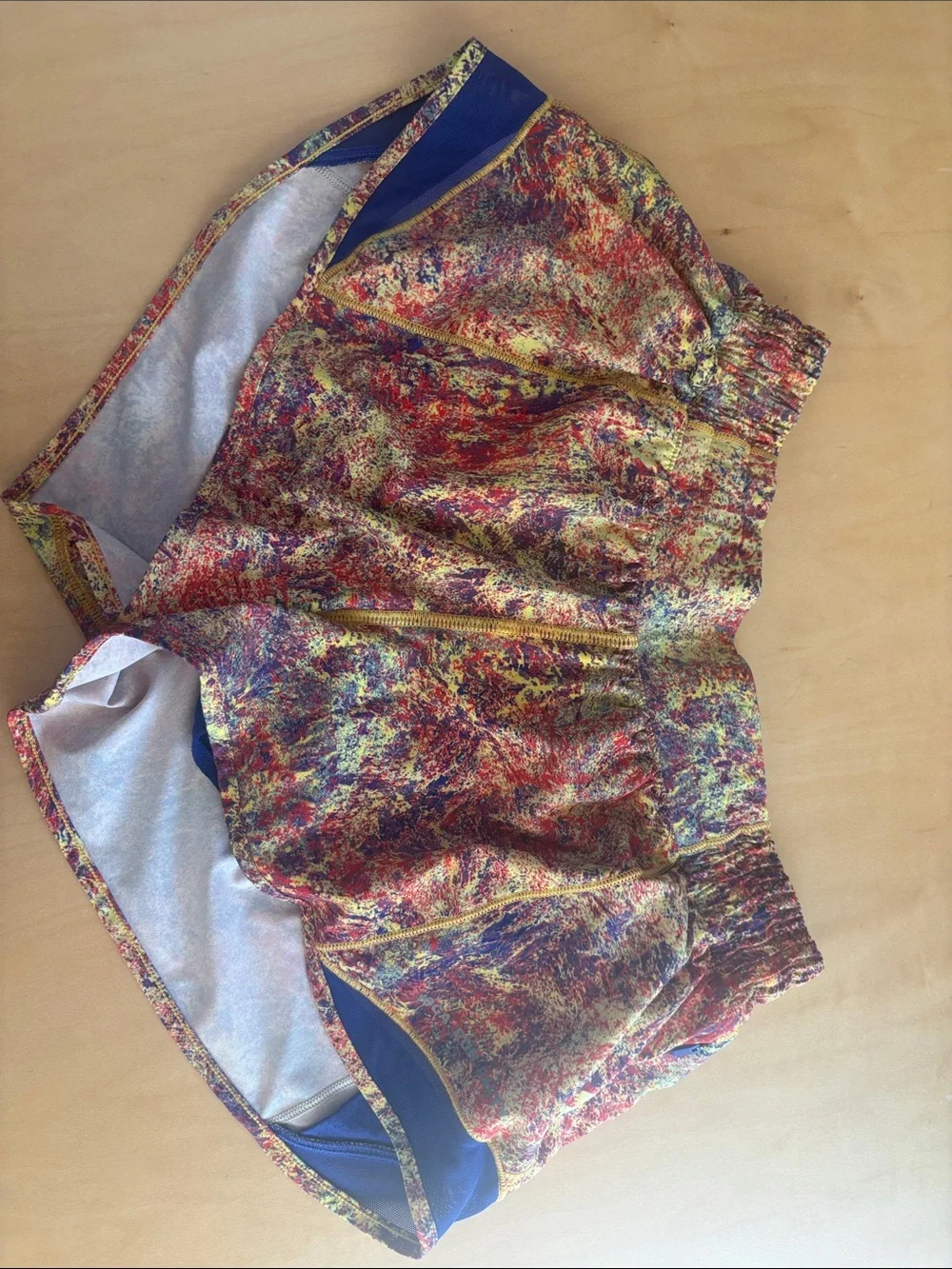 lululemon athletica Multicolor Speckle Print Shorts with Blue Trim